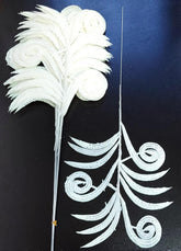 Frunze decorative albe cu sclipici - 12 buc/set